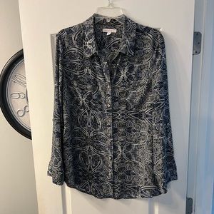 Westport 1952 long sleeve button up paisley print blouse size XL